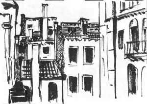 jüdisches Viertel in Venedig, schnelle Skizze 2013